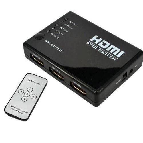 Switcher HDMI 5 Entradas e 1 Saida + controle
